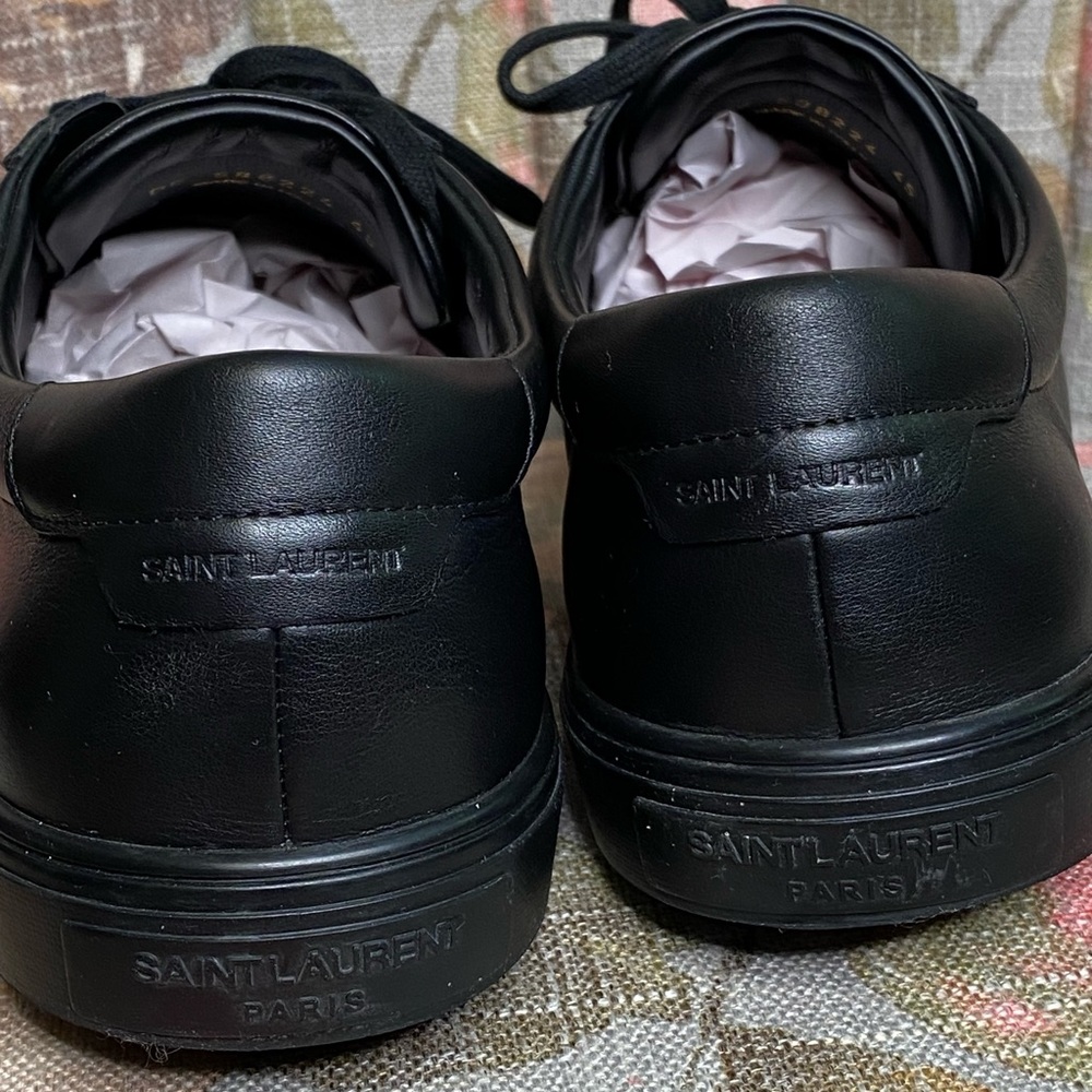 Saint Laurent Mens Andy Shoe Leather Size 12 Black EUC Retail $790.00 - Picture 8 of 13